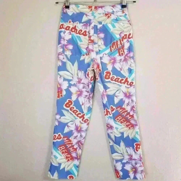 Urban Outfitters Miami Beach Tropical Novelty Print Cropped High Rise Pants 26 - Picture 4 of 11